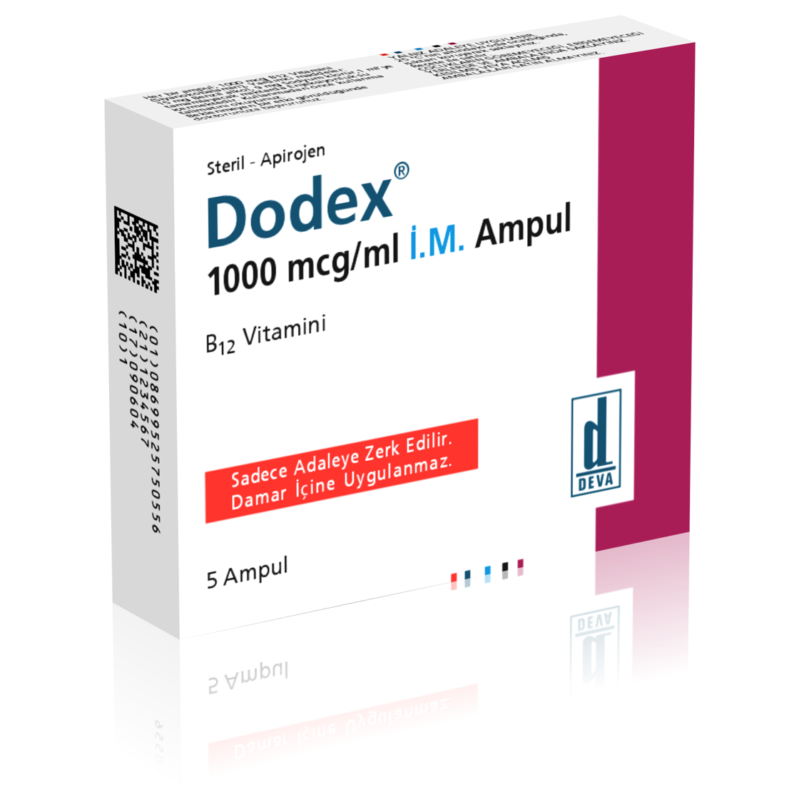 Dodex Vitamin B12 1000mcg/Ml 5 Amp Deva